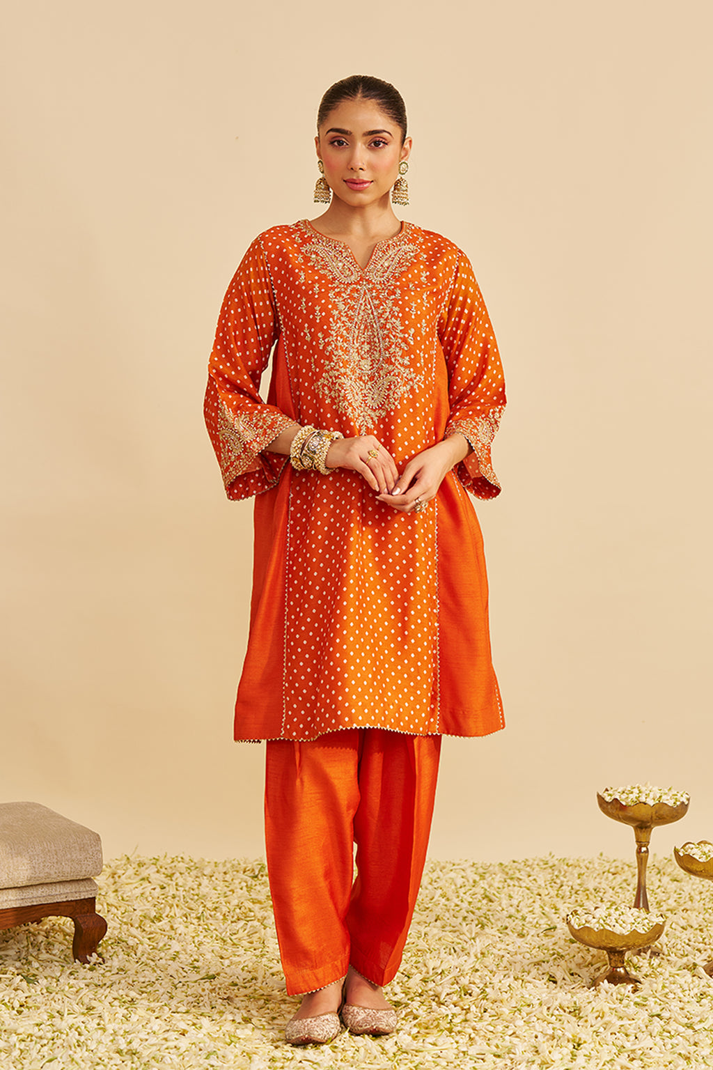 CHAUGA SALWAR HOT PINK ORANGE
