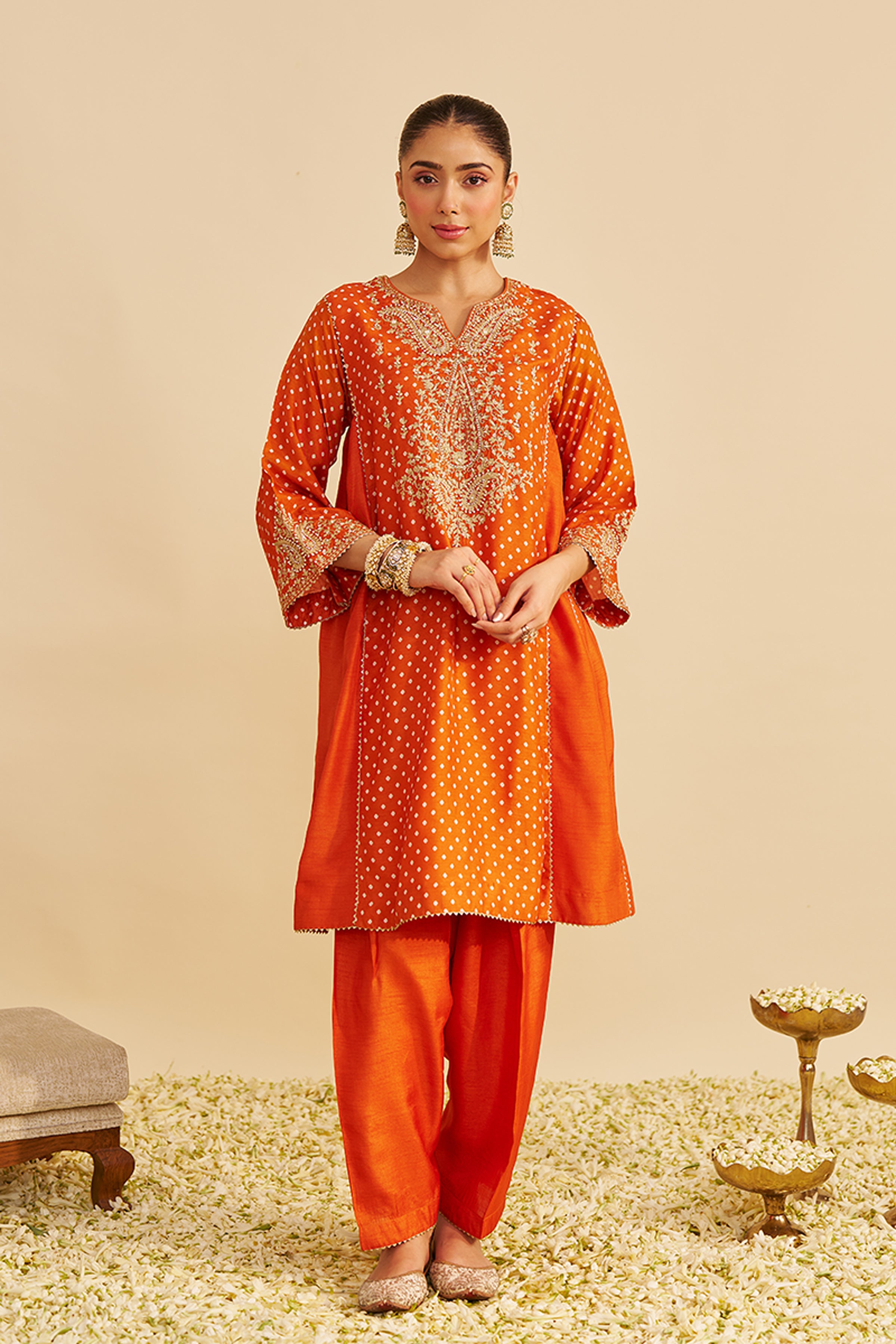 CHAUGA SALWAR HOT PINK ORANGE