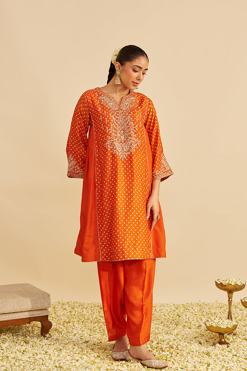 CHAUGA SALWAR HOT PINK ORANGE