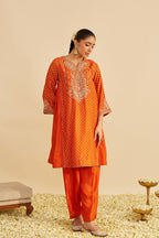 CHAUGA SALWAR HOT PINK ORANGE