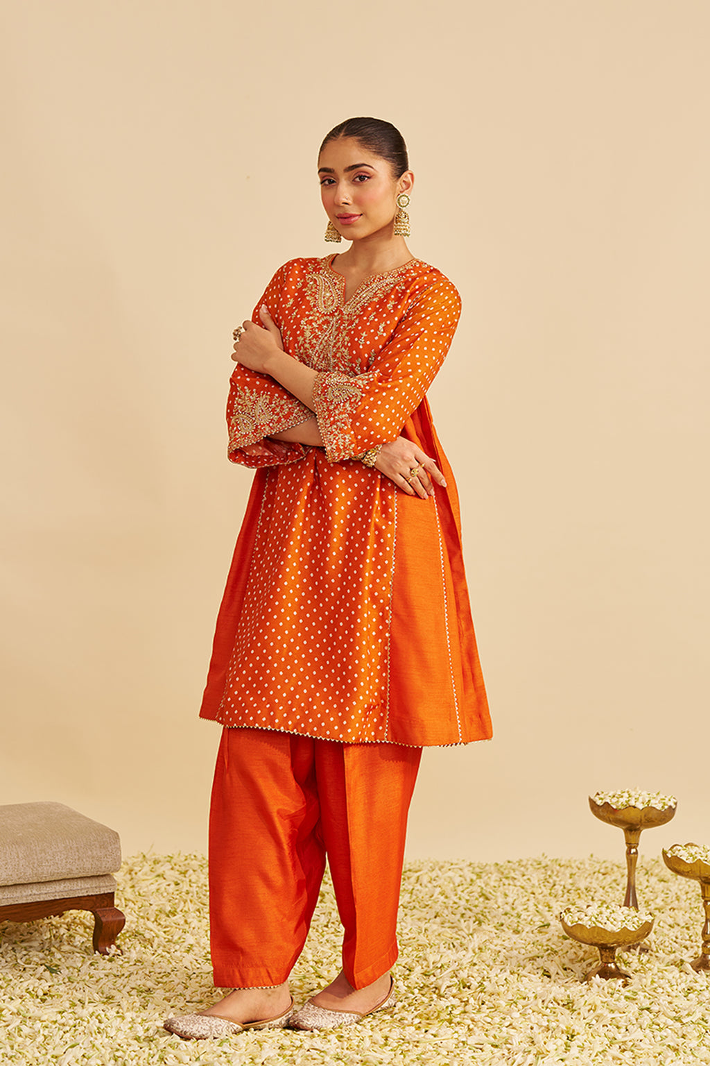 CHAUGA SALWAR HOT PINK ORANGE