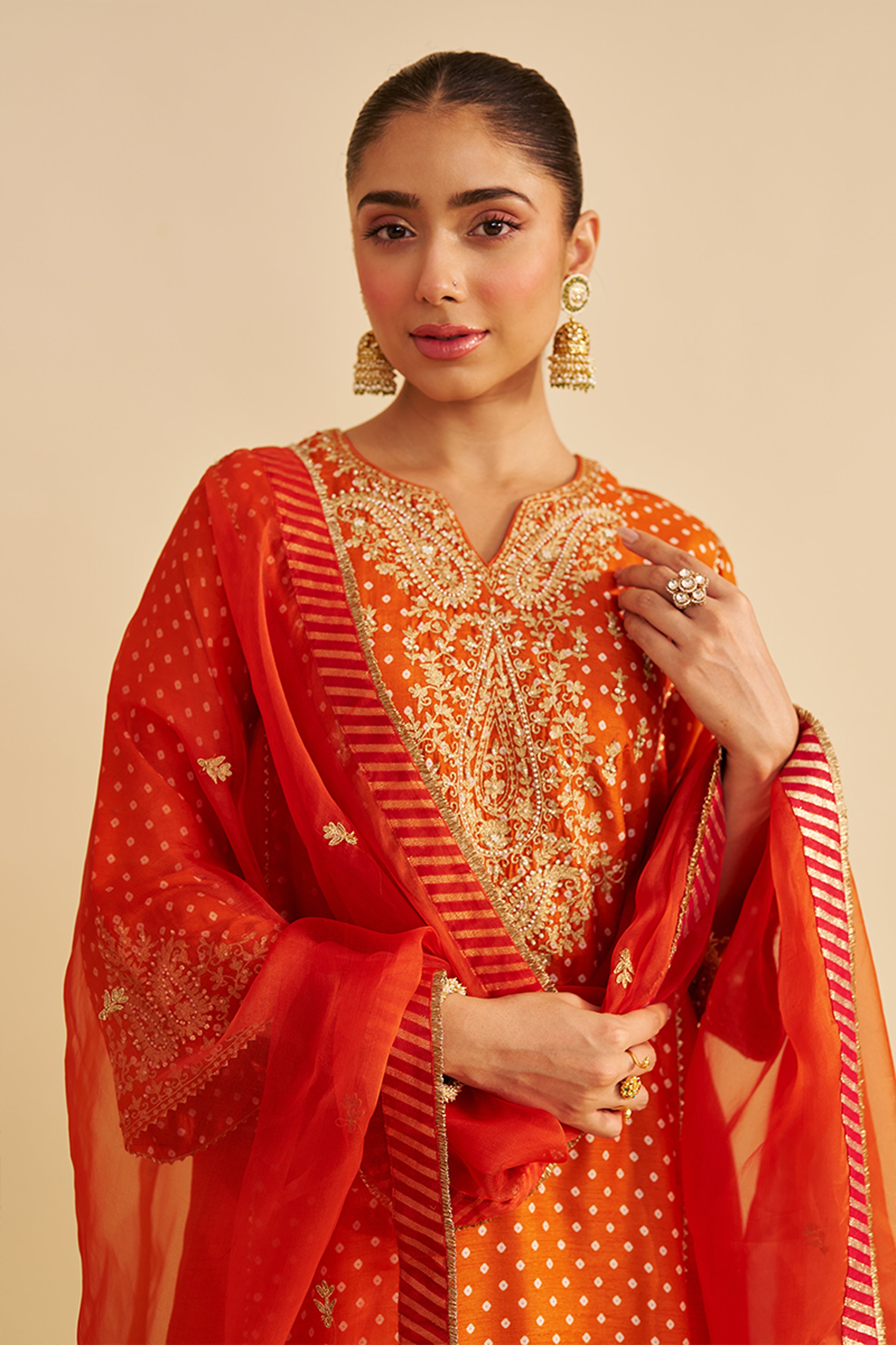 CHAUGA SALWAR HOT PINK ORANGE