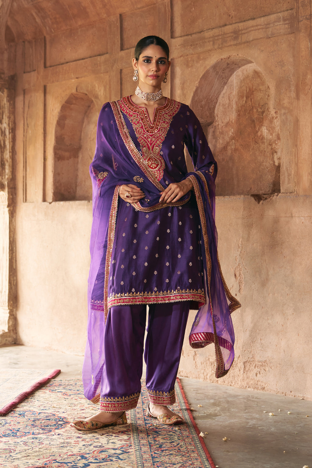 CHAUGA SALWAR DUPATTA PURPLE