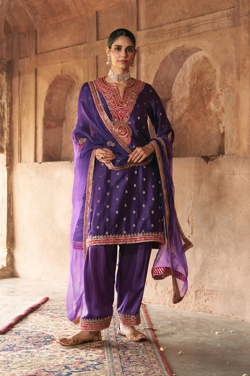 CHAUGA SALWAR DUPATTA PURPLE
