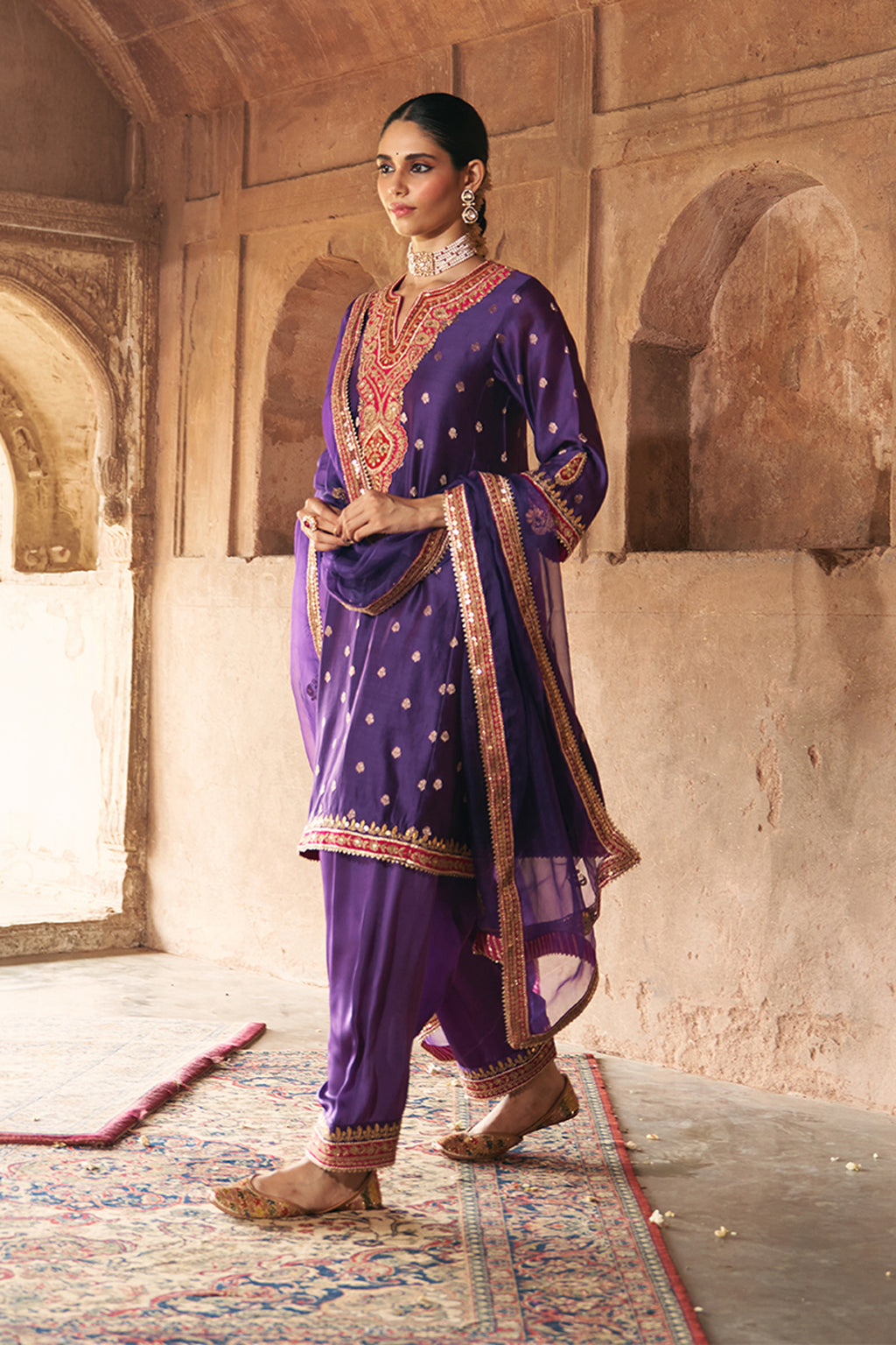 CHAUGA SALWAR DUPATTA PURPLE