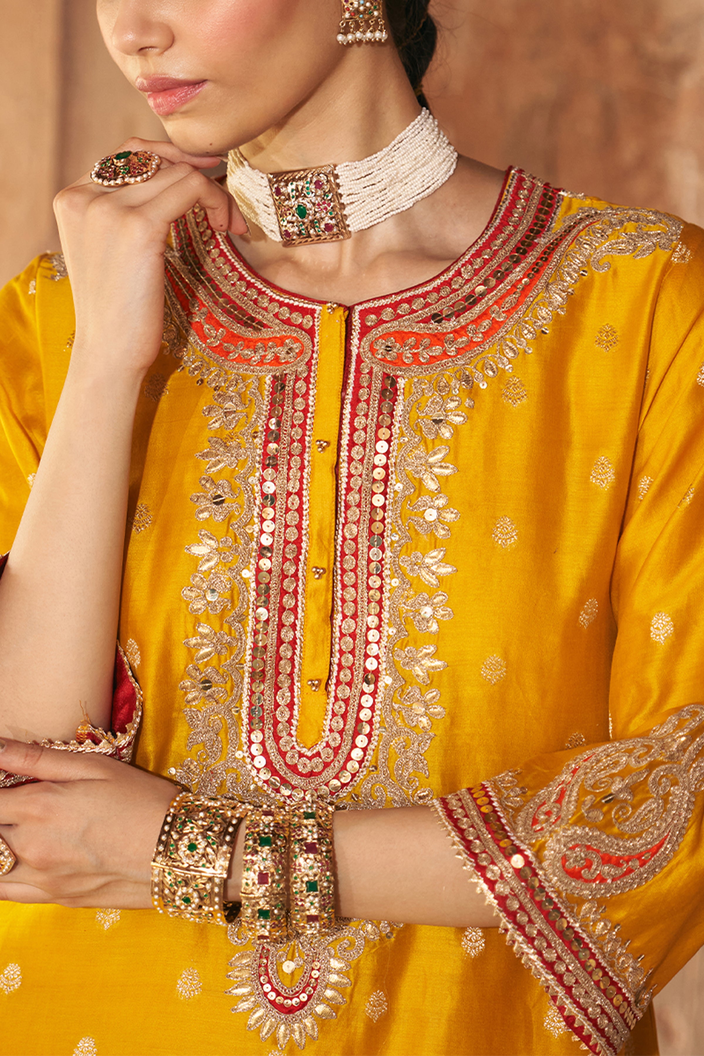 CHAUGA SALWAR DUPATTA MUSTARD