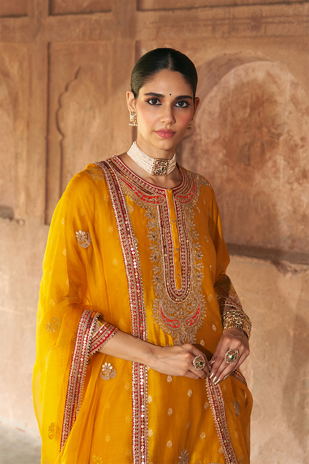 CHAUGA SALWAR DUPATTA MUSTARD
