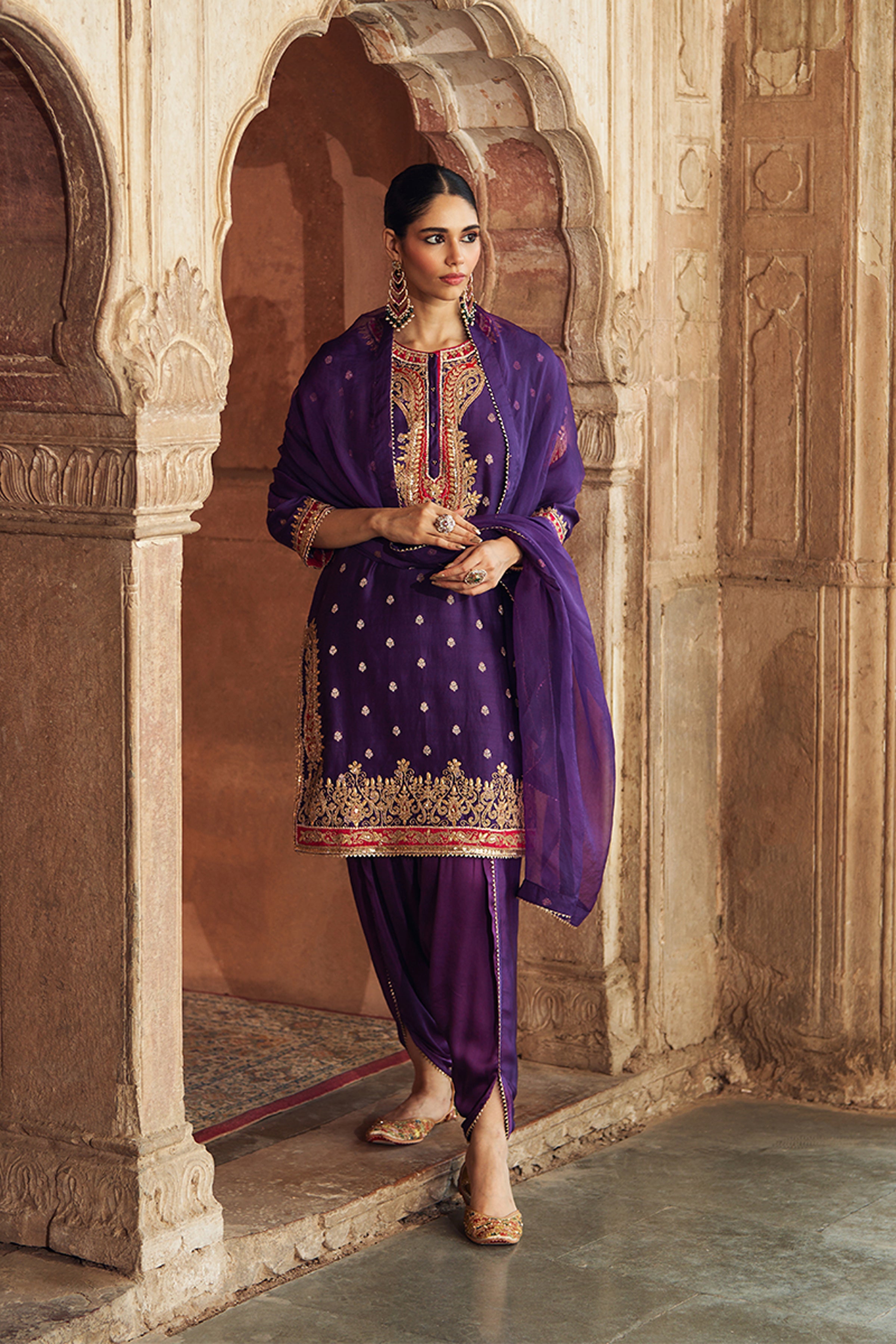 KURTA PANT DUPATTA PURPLE