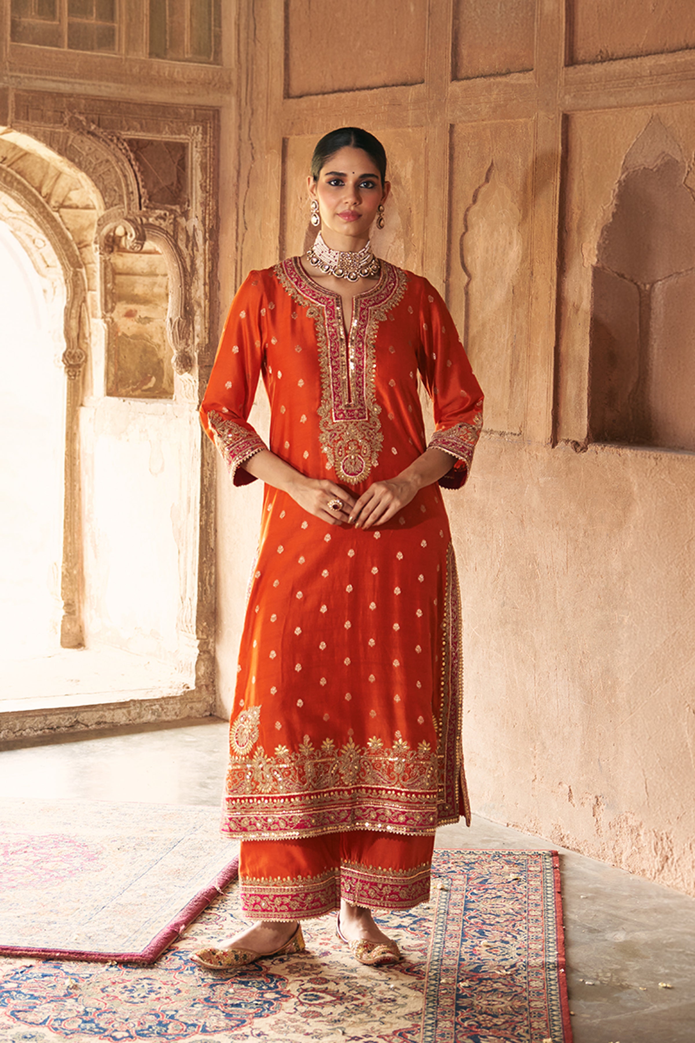 KURTA PANT DUPATTA ORANGE