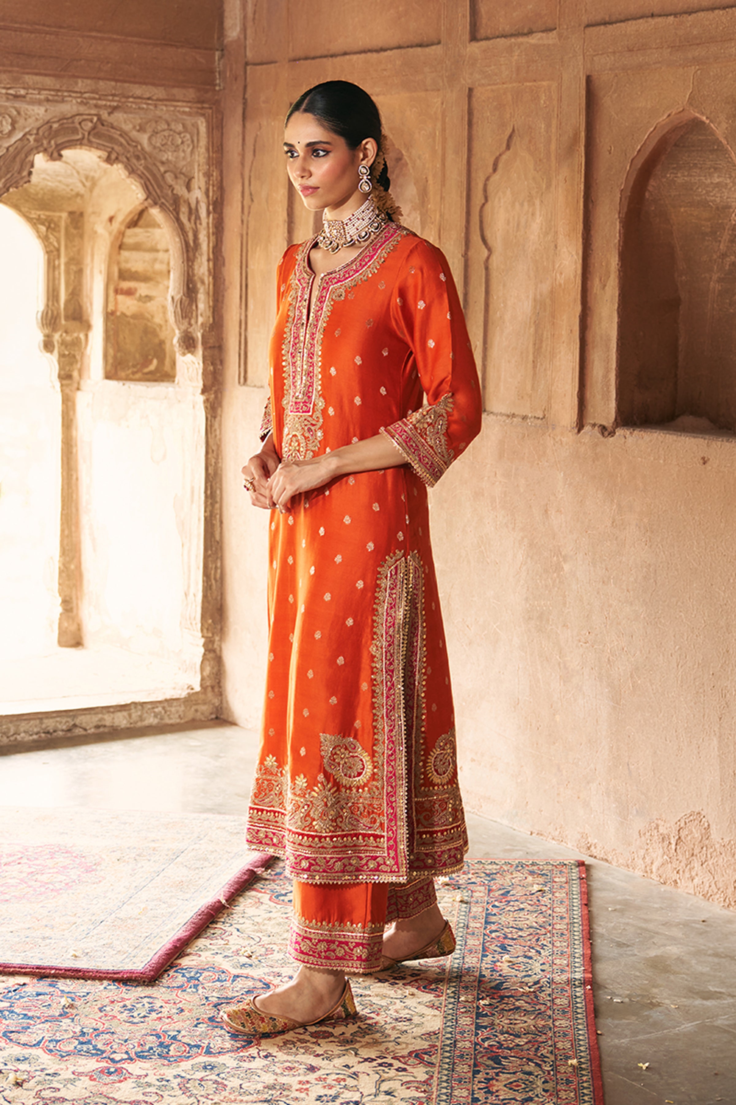 KURTA PANT DUPATTA ORANGE