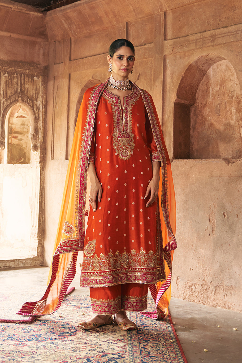 KURTA PANT DUPATTA ORANGE