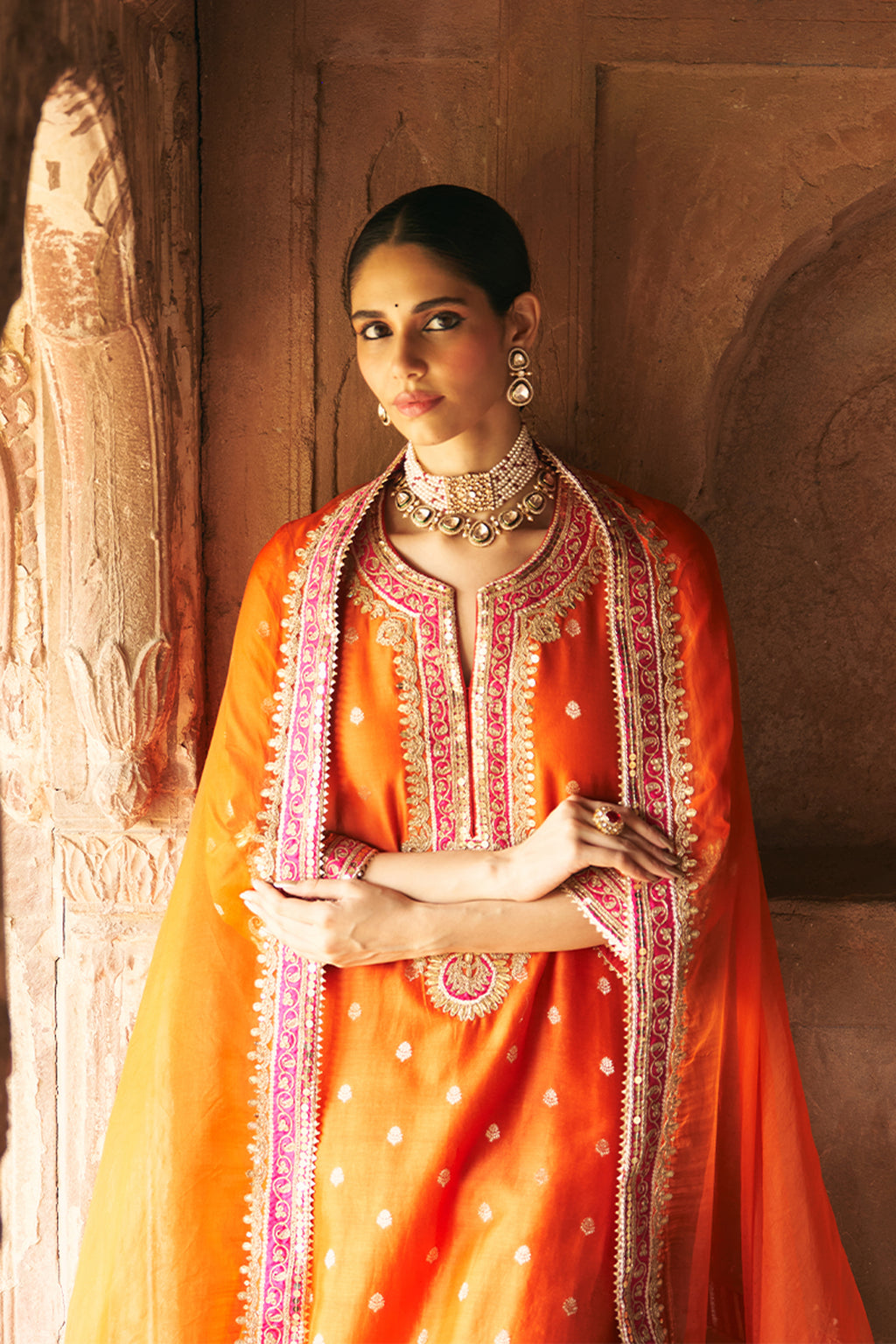 KURTA PANT DUPATTA ORANGE