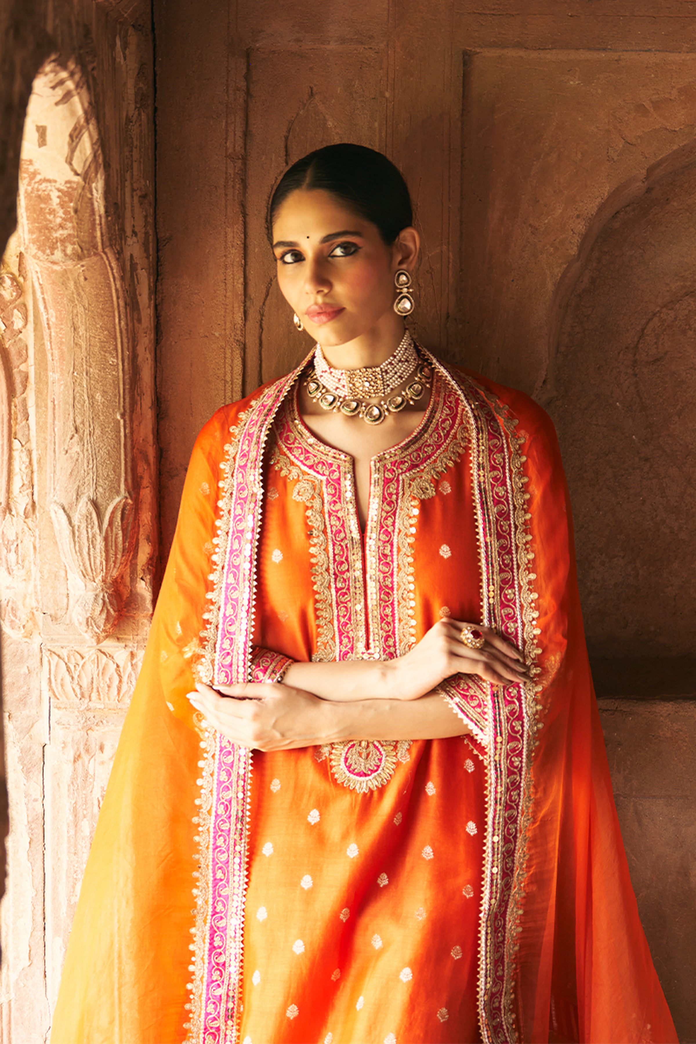 KURTA PANT DUPATTA ORANGE