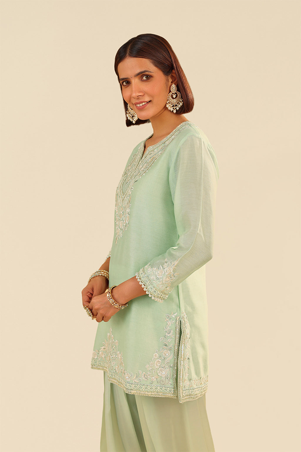 KURTA PANT DUPATTA MINT GREEN