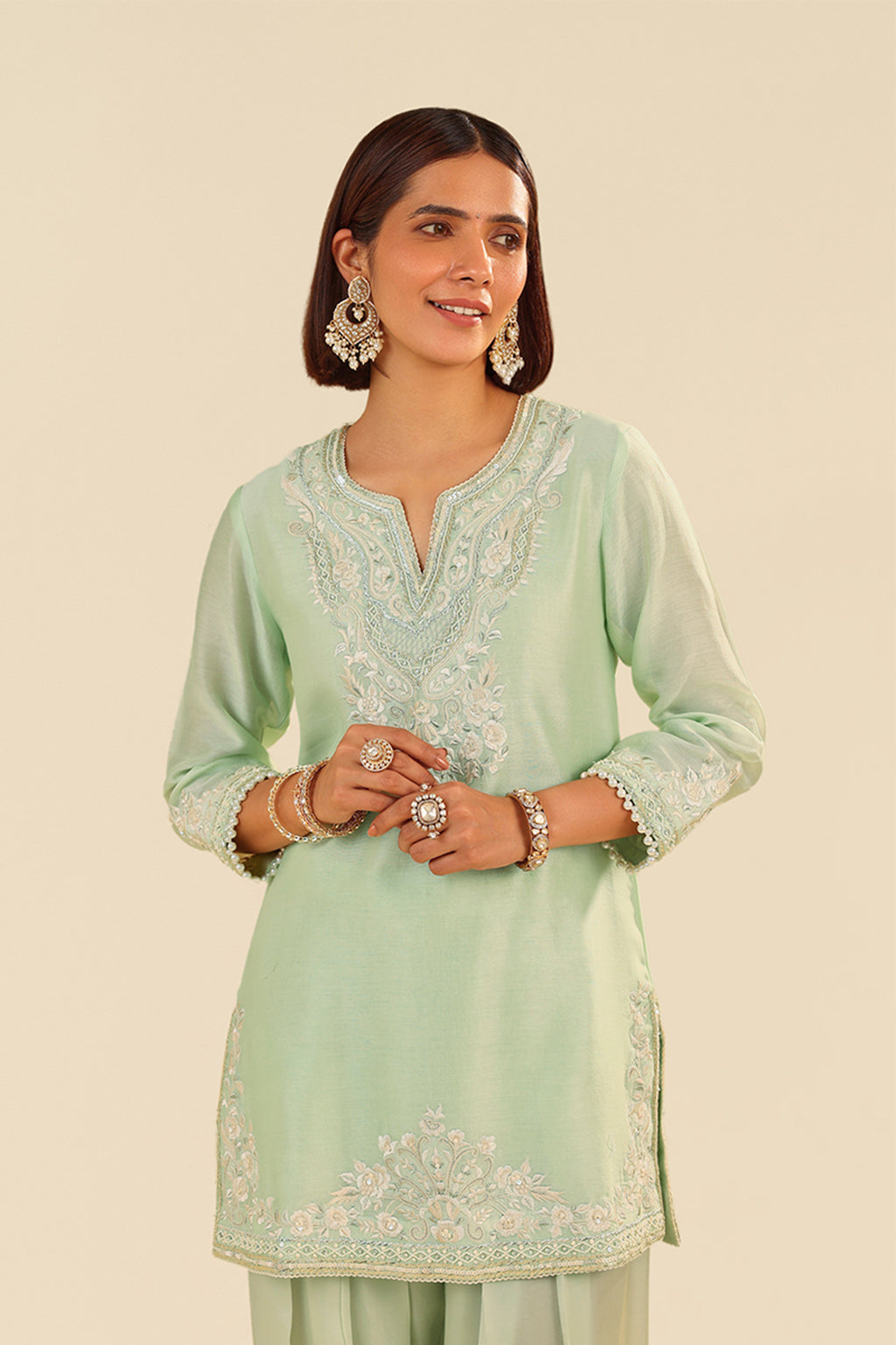 KURTA PANT DUPATTA MINT GREEN