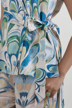 Blazer Pant Belt Beige-Green-Blue