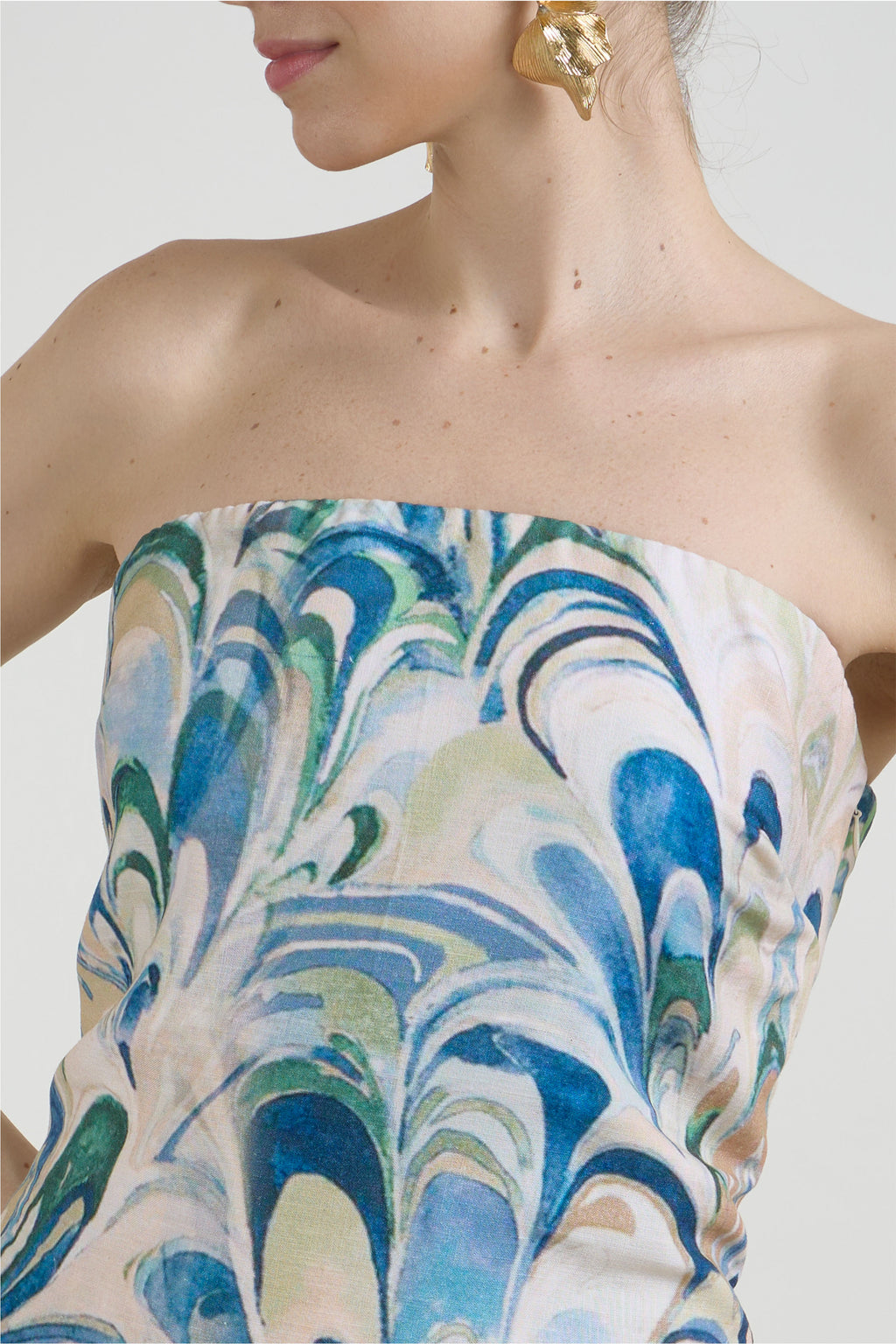 Dress Beige-Green-Blue