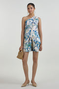 Shorts-Oneshoulder Top Beige-Green-Blue