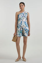 Shorts-Oneshoulder Top Beige-Green-Blue