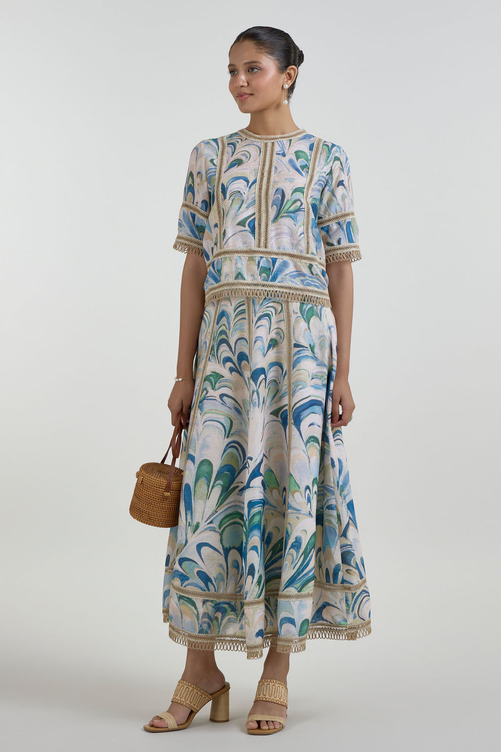 Skirt Top Beige-Green-Blue