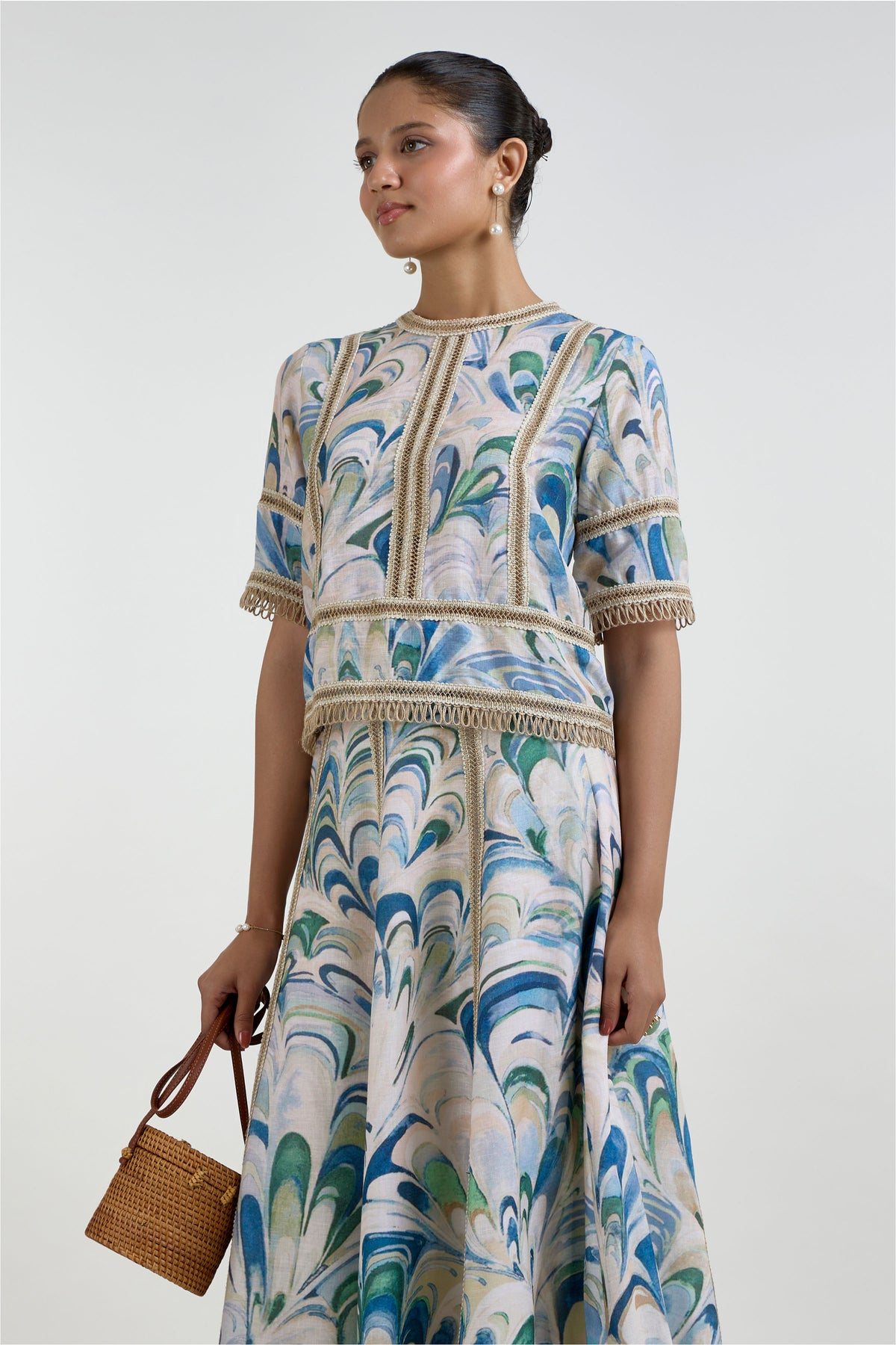 Skirt Top Beige-Green-Blue