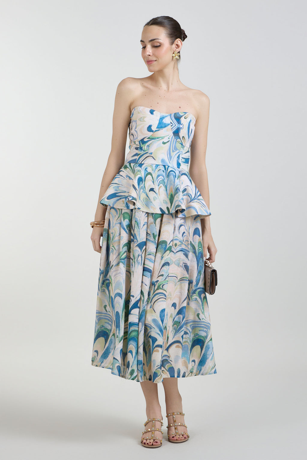 Skirt Peplum Beige-Green-Blue