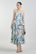 Skirt Peplum Beige-Green-Blue