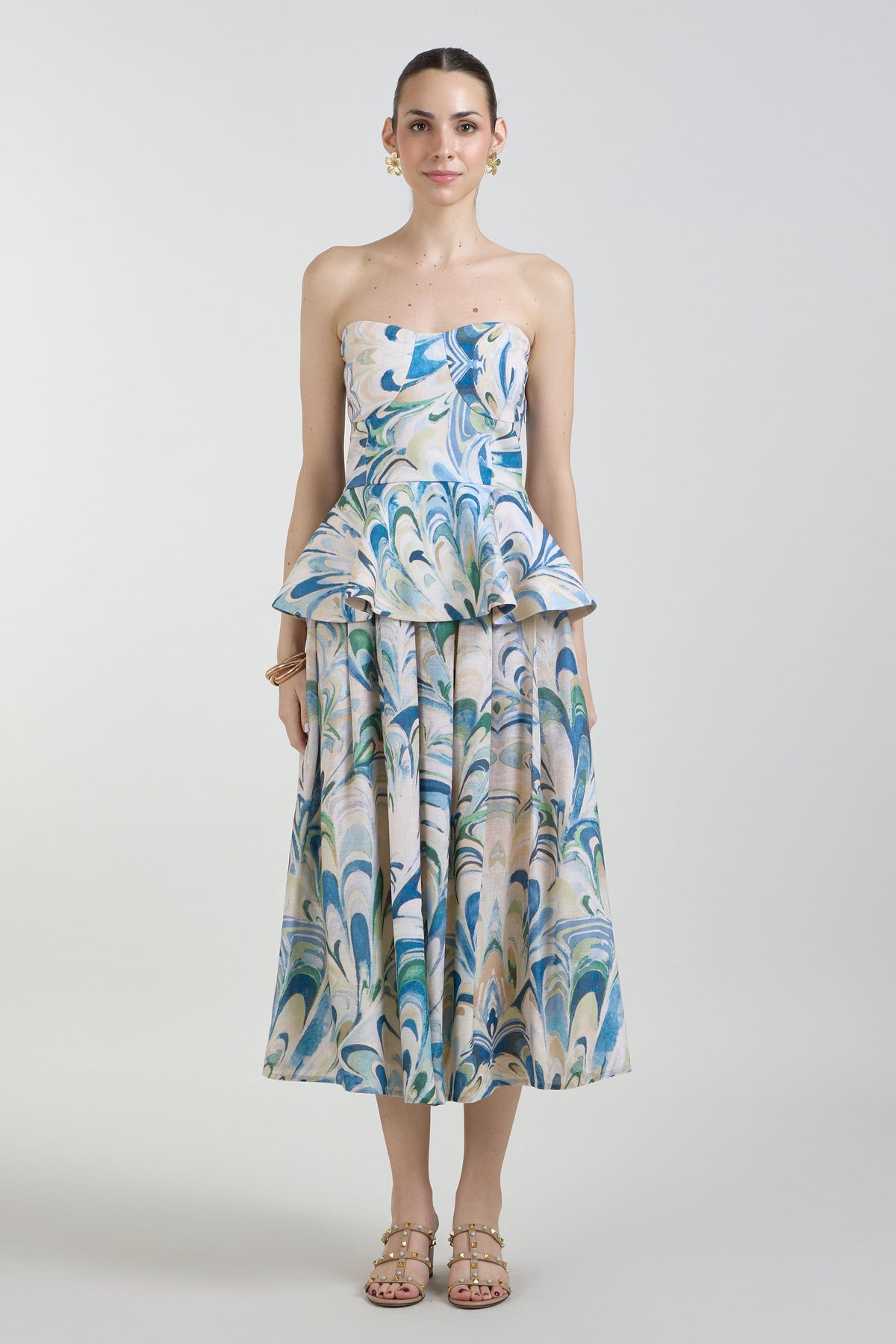 Skirt Peplum Beige-Green-Blue