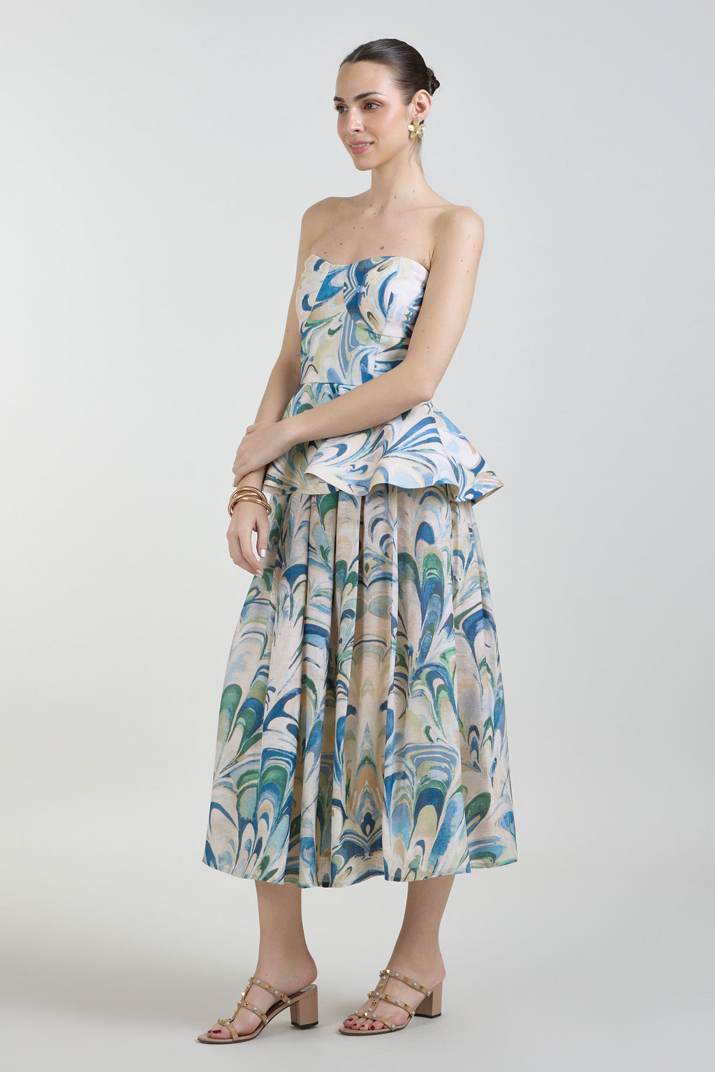 Skirt Peplum Beige-Green-Blue
