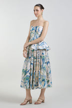 Skirt Peplum Beige-Green-Blue