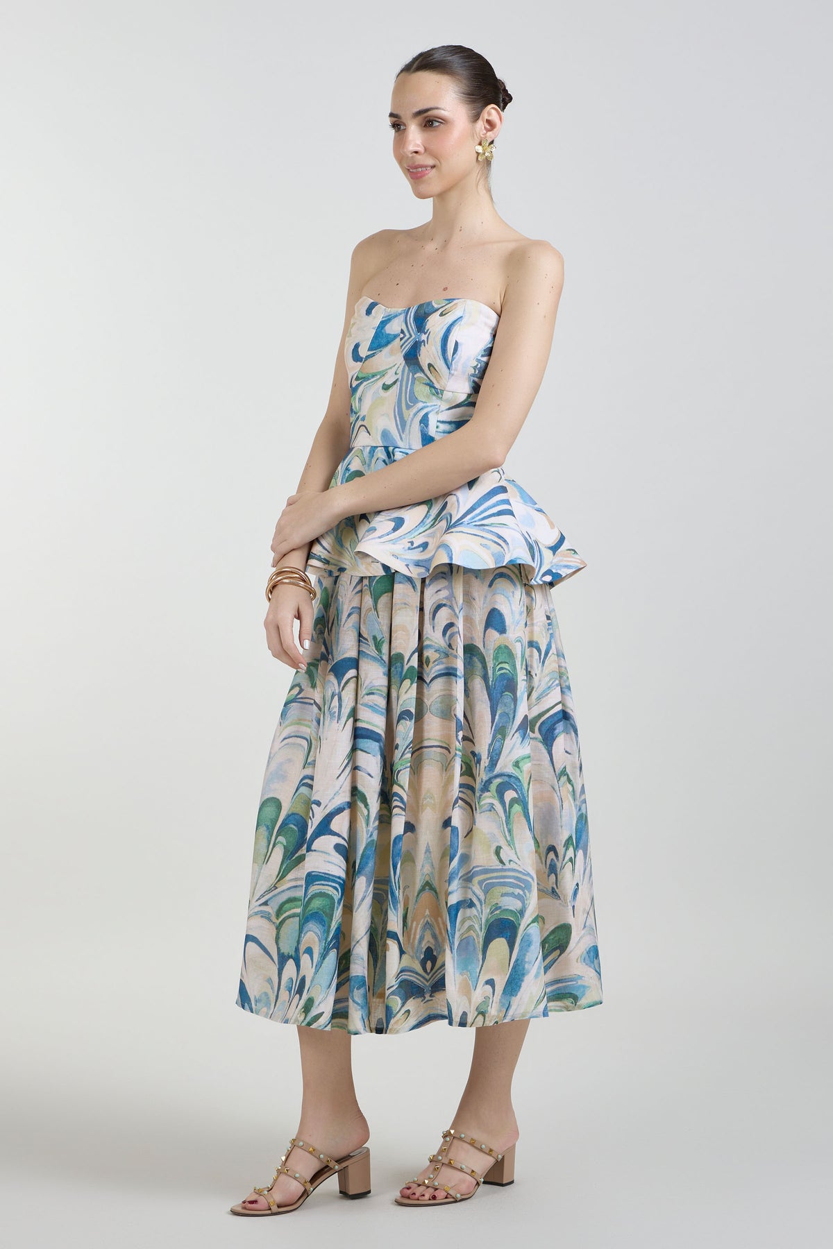 Skirt Peplum Beige-Green-Blue