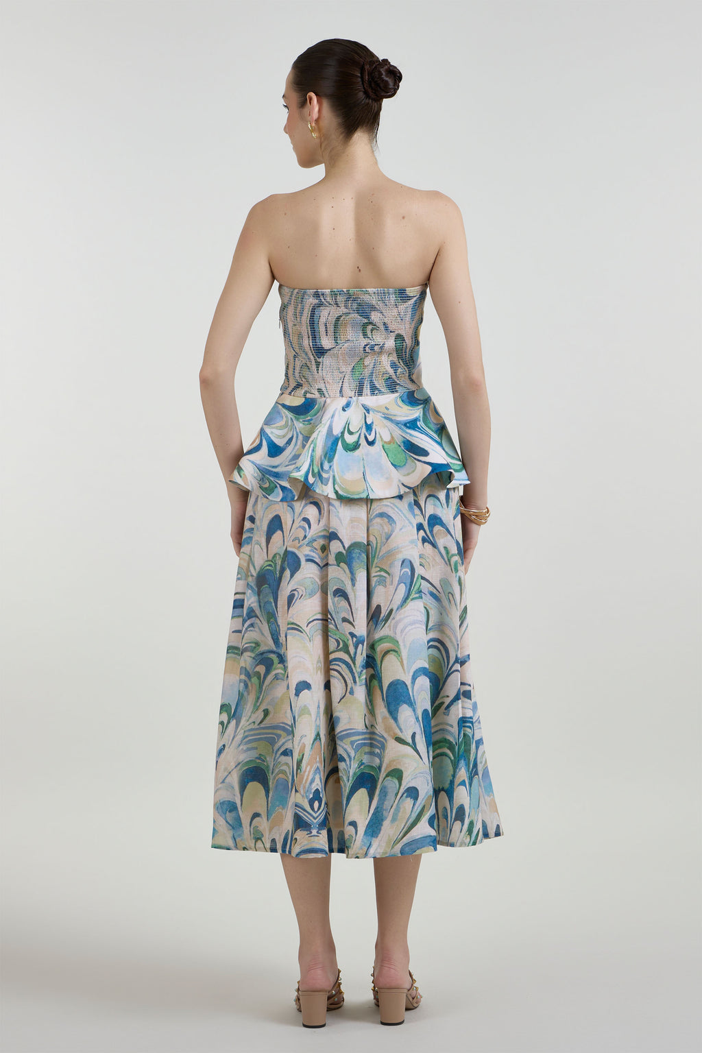 Skirt Peplum Beige-Green-Blue