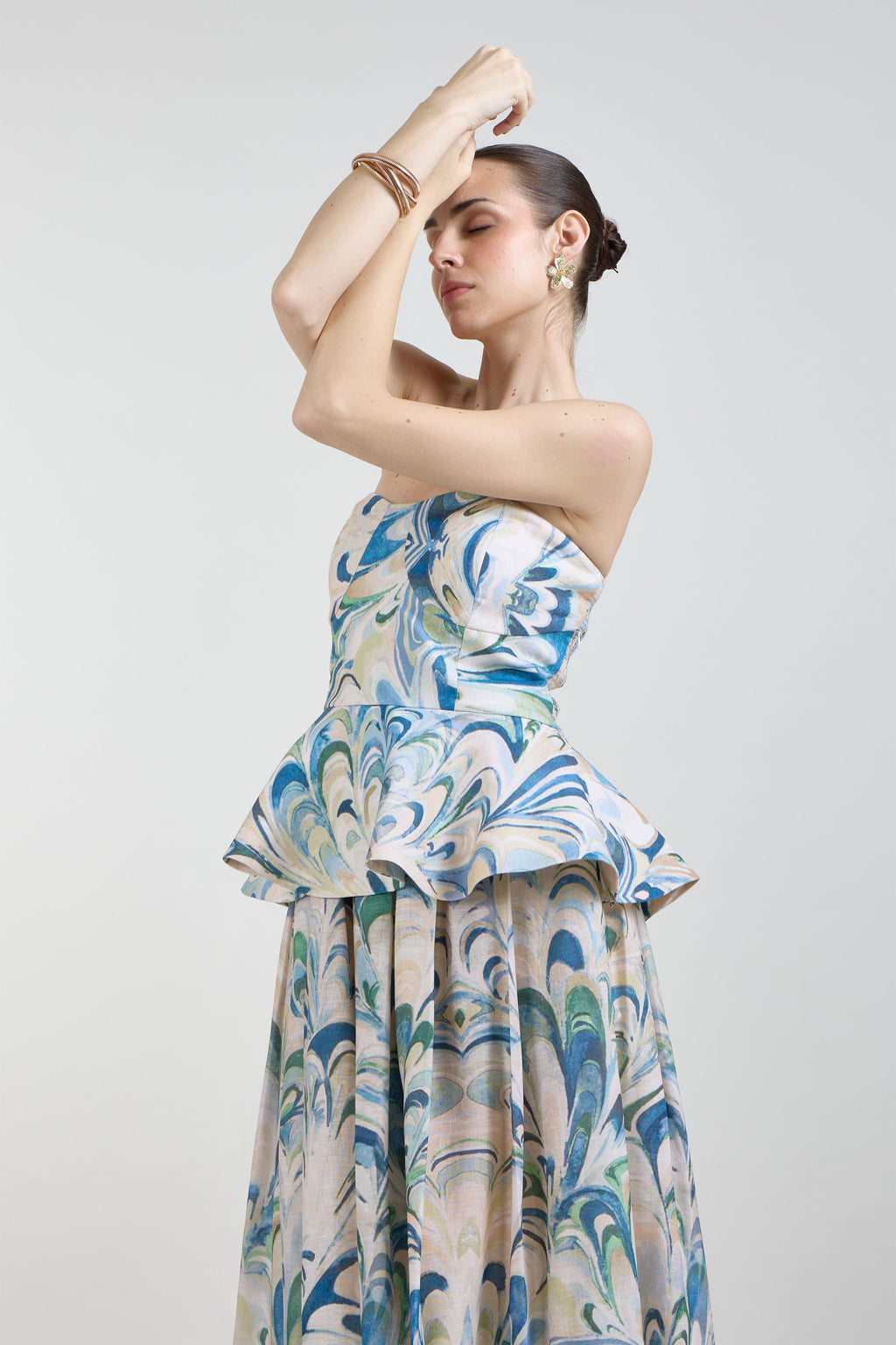 Skirt Peplum Beige-Green-Blue