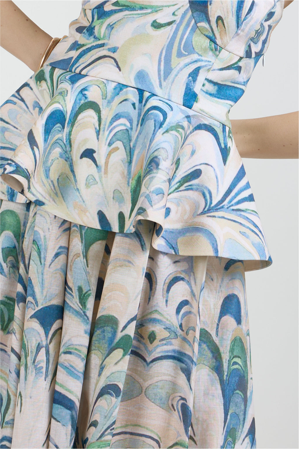 Skirt Peplum Beige-Green-Blue