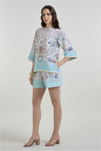 Tunic Top Shorts White-Teal