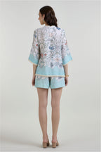 Tunic Top Shorts White-Teal