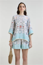 Tunic Top Shorts White-Teal