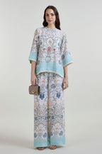 Tunic Top Pant White-Teal