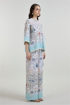 Tunic Top Pant White-Teal