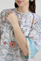 Tunic Top Pant White-Teal