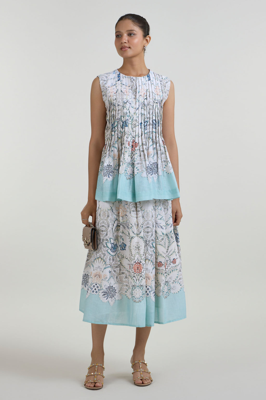 Skirt Top White-Teal
