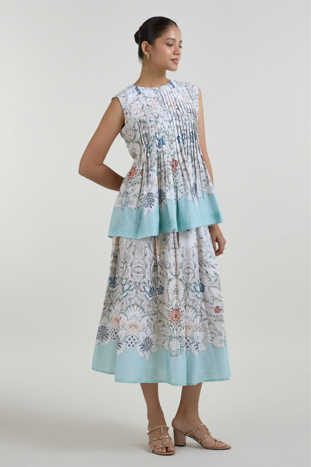 Skirt Top White-Teal