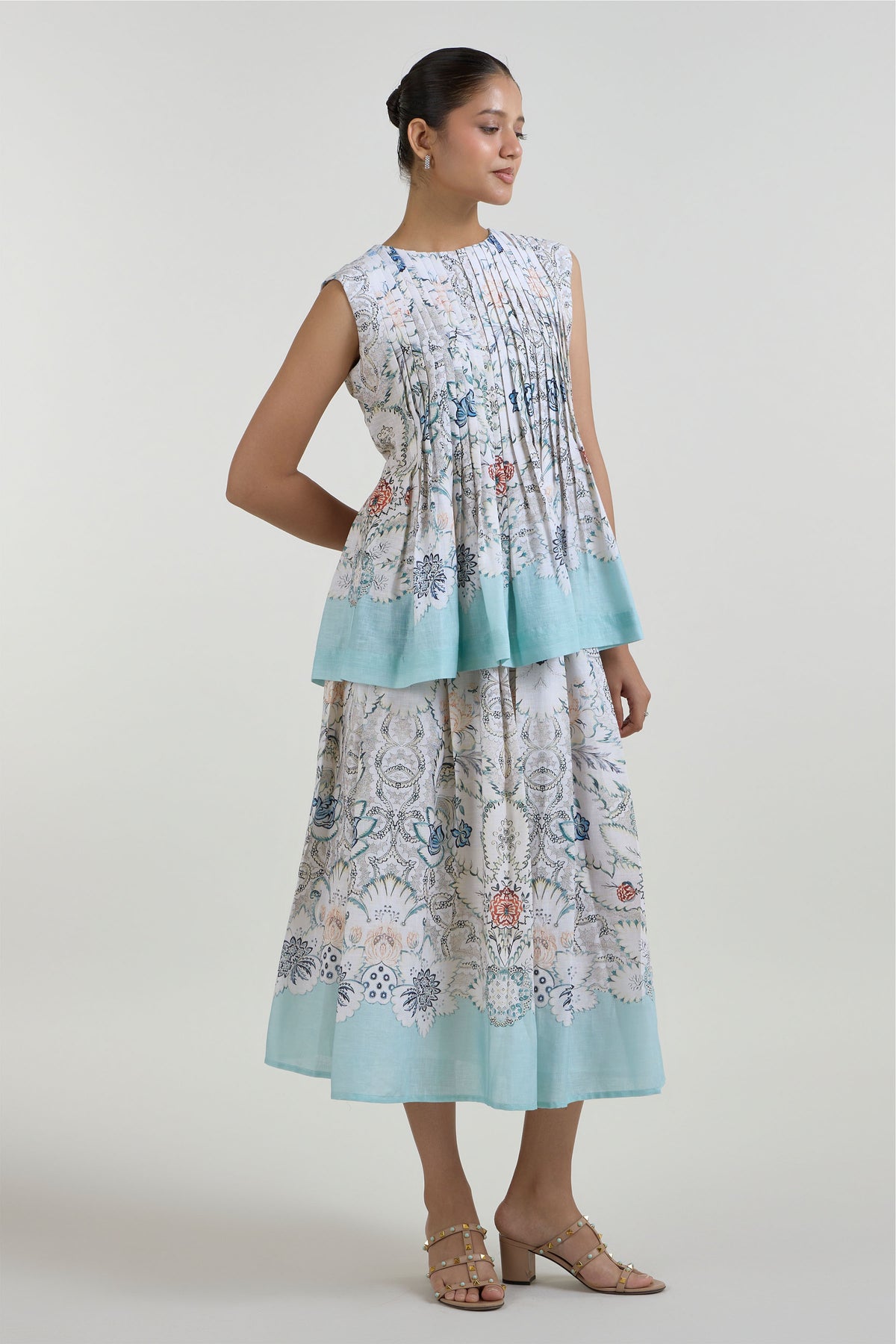 Skirt Top White-Teal