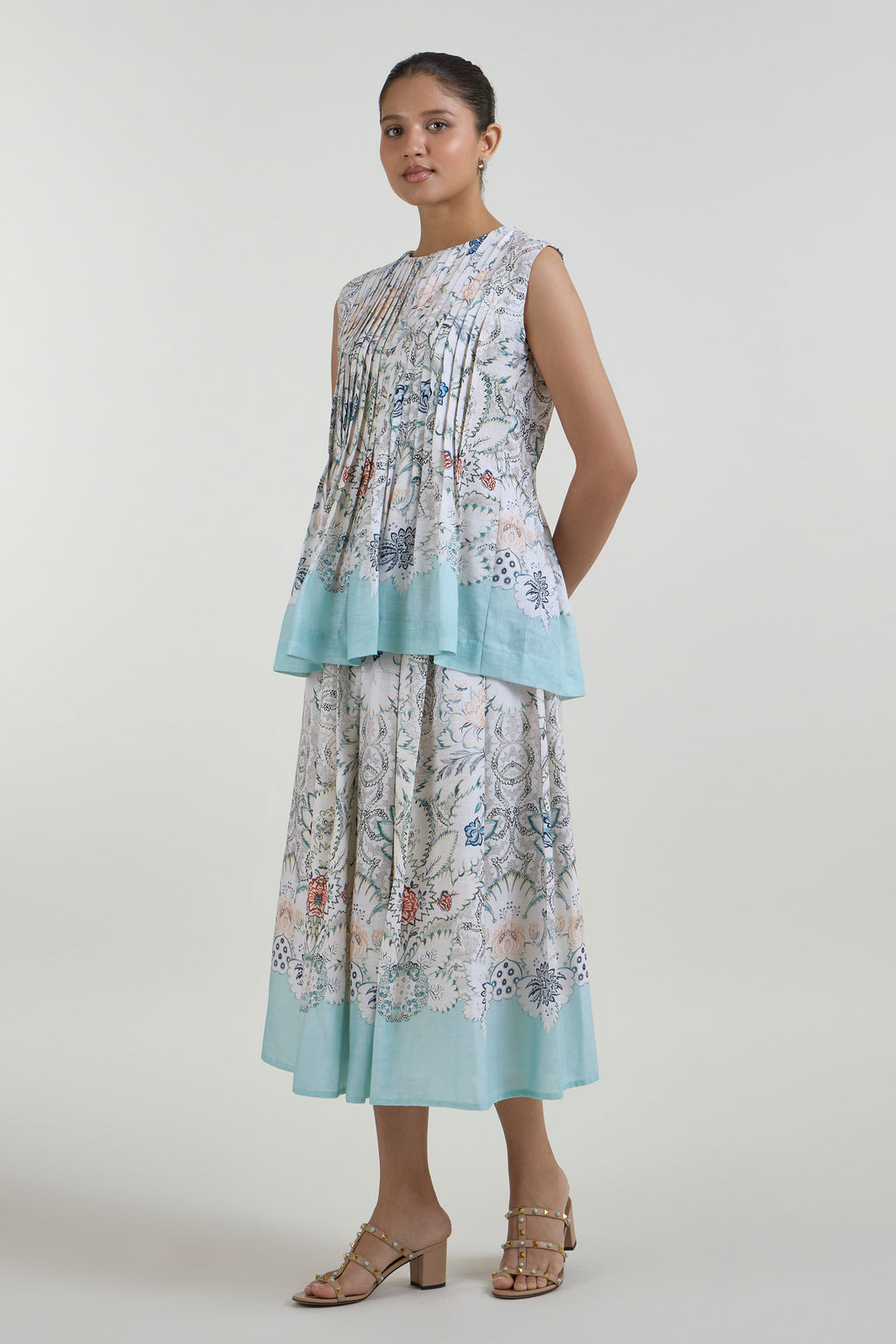 Skirt Top White-Teal