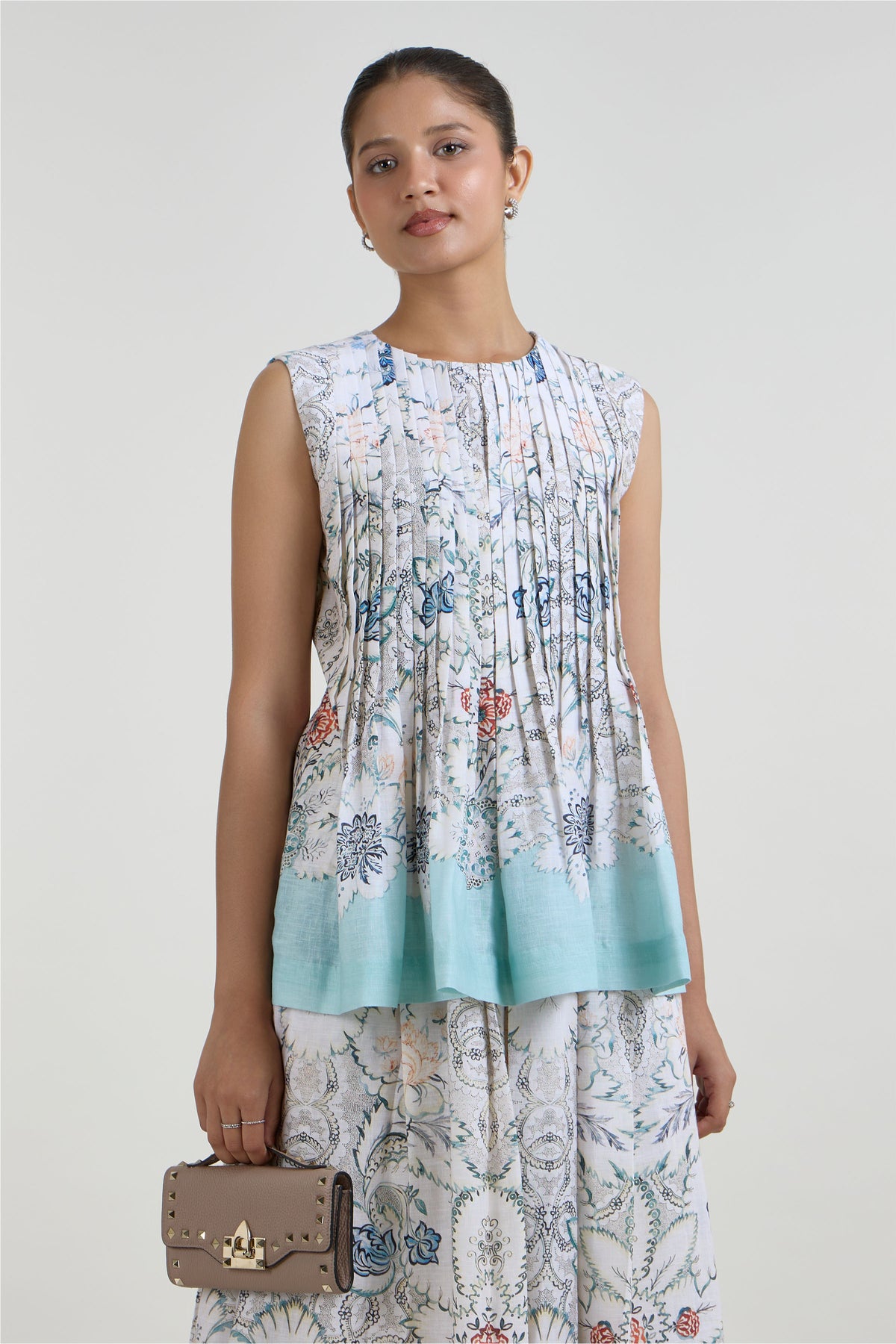 Skirt Top White-Teal