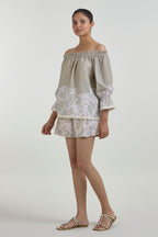Shorts-offshoulder Top Khaki
