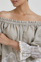 Shorts-offshoulder Top Khaki