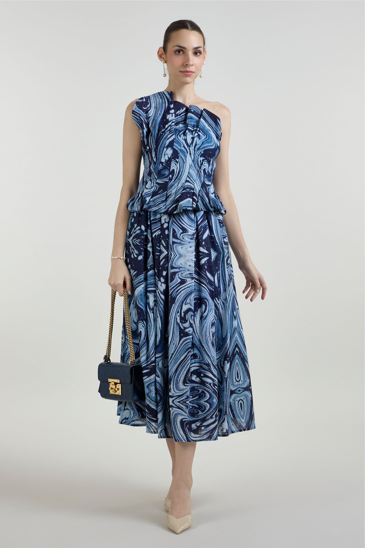 Skirt One-Shoulder Top Blue