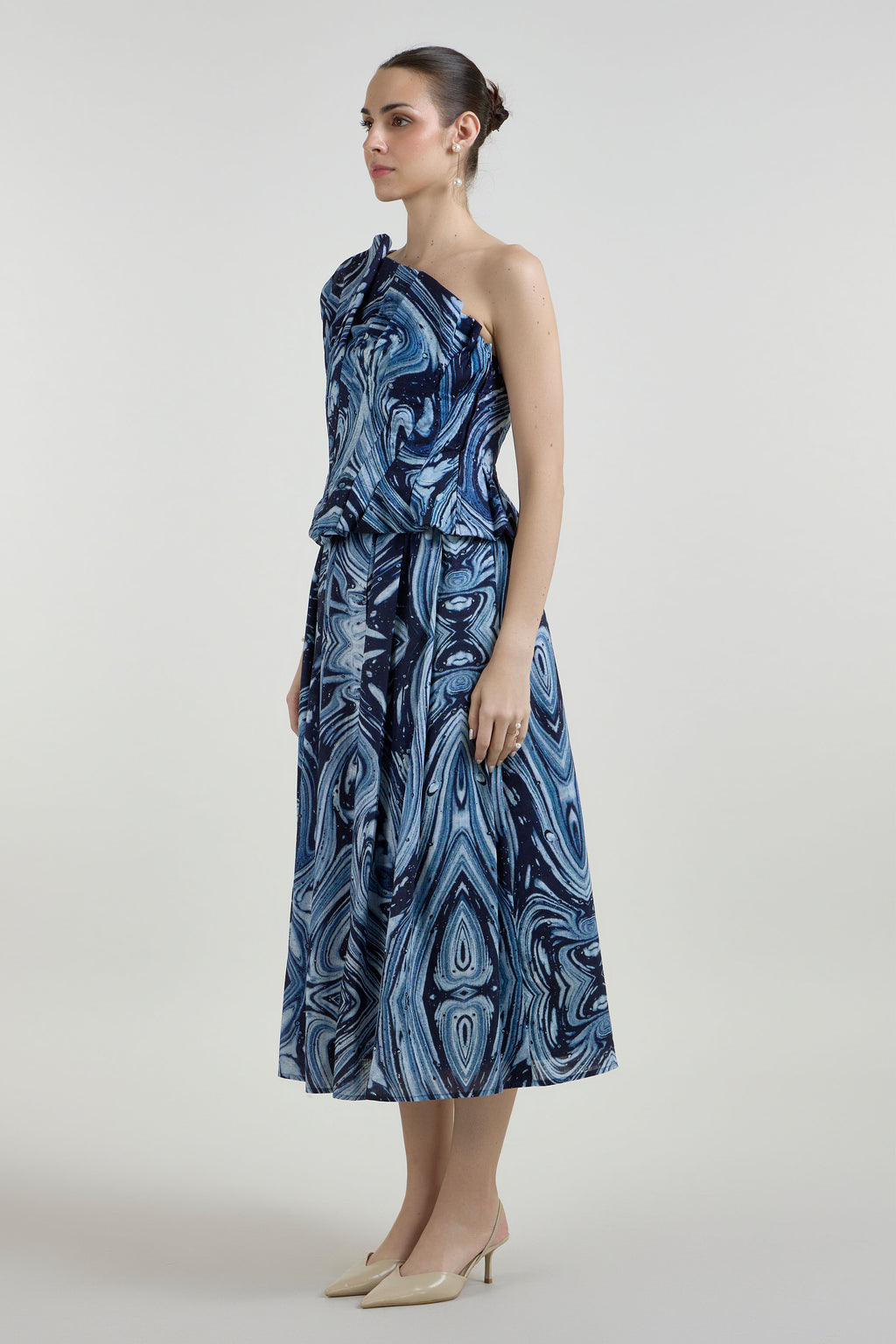 Skirt One-Shoulder Top Blue