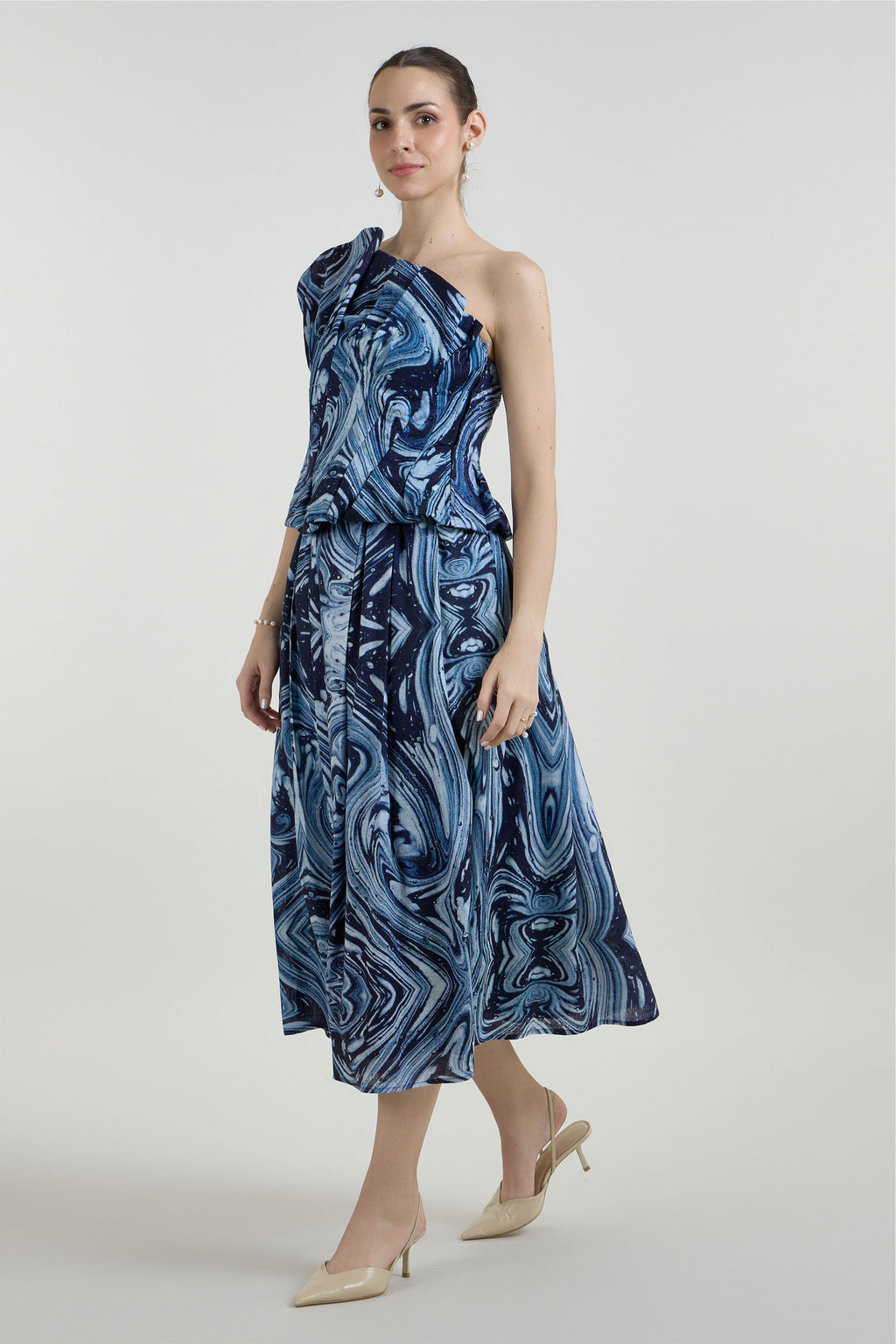Skirt One-Shoulder Top Blue